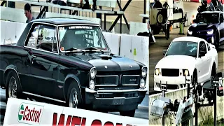 Pontiac GTO vs Ford Mustang - 1/4 mile drag race