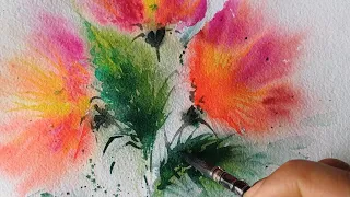 Abstract watercolor florals