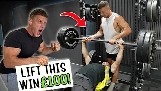Lift this barbell, WIN £100! *How much can a builder bench press?*