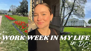 9-5 WORK WEEK IN MY LIFE: going back into the office + working in DC + weekly routine + meal prep