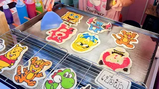 Amazing Thai Lady! Cartoon Pancake Artist In Bangkok - Thai Street Food