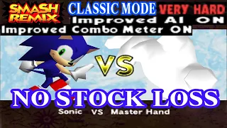 Smash Remix - Classic Mode Gameplay with Sonic (VERY HARD) No stock loss