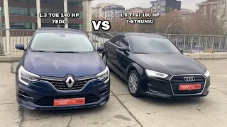 Audi A3 35 TFSI  Stage1 180 HP VS Renault Megane 1.3 TCE 140 HP EDC Rolling Ve Hızlanma Testi