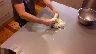 French-style kneading of 75% hydrated dough...