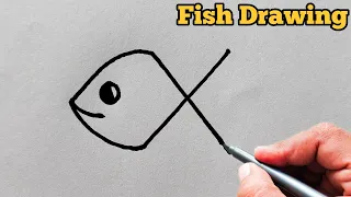 How to draw fish from letter x | मछली का ड्राइंग बनाए