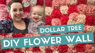 DIY $30 Flower Wall For Floral Garden Birthday Party Decor | Dollar Tree DIY