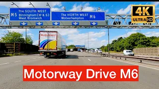 Motorway Drive Birmingham M6 Motorway Junction 6 to 10A in 4K