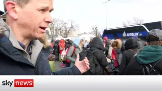 Ukraine Invasion: Sky correspondent in Lviv as thousands head to the border