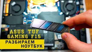Добавляем жесткий диск SSD M.2 в ASUS TUF Gaming F15 FX506HEB. Разборка Апгрейд ноутбука + SSD / ОЗУ