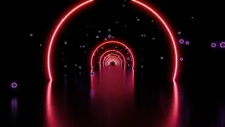 Colourful Neon Hoop Tunnel with Floating Orbs - Free Background