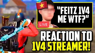 CONQUEROR STREAMERS REACTION TO FEITZ SQUAD WIPING HIM!! | PUBG Mobile