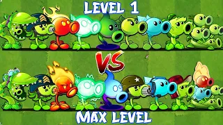 All PEASHOOTER Level 1 vs Max Level - PvZ 2 Discovery plant vs Plant