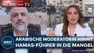 KRIEG GEGEN ISRAEL: Al-Arabija-Moderatorin Rasha Nabil grillt Hamas-Führer im Interview