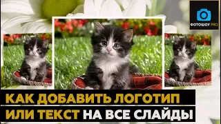 Как добавить логотип или текст на все слайды