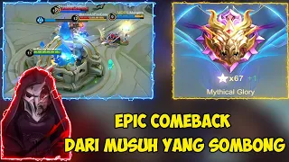 Epic Comeback Dari Musuh Yg Sombong Ga Mau Nge End Eh Tercomeback - Aldous Mobile Legends