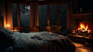 Put Your Worries Aside And Sleep Well With The Rain On The Window | 3 Hour Rain & Fireplace | ASMR