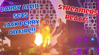 Streamers React! Darby Allin sets Jack Perry on Fire at #aew Double or Nothing!! #aewdoubleornothing