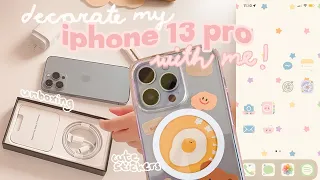 unboxing iphone 13 pro ☁️  (decorating, customization + accessories) *very pastel & aesthetic*