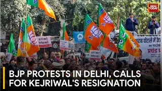 BJP Workers Demand Kejriwal's Resignation Amid Delhi Protests; AAP Leaders Detained Amid Protest