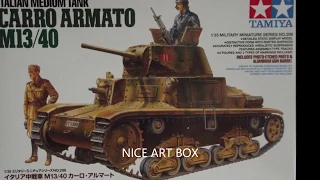 INSIDE THE BOX- CARRO ARMATO M13/40 ITALIAN TANK -TAMIYA 1/35 SCALE and figures