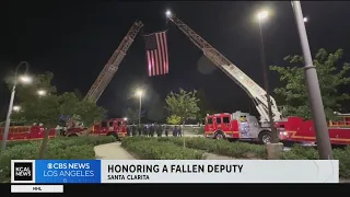 Santa Clarita community gathers to hold candlelight vigil for slain Deputy Ryan Clinkunbroomer