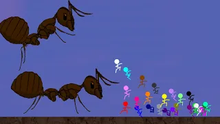 marble race : Escape From Giant Ant  -  Survival Marble Race in Algodoo sTICKMAN