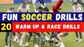 🔰20 Amazing Warm up & Race Soccer Drills / Fun Warm Up Drills For Soccer