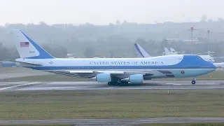 Air Force One and SAM45 departing Zurich Airport | 4K