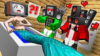 JJ & MIKEY SAVED the MERMAID TV WOMAN! TV MERMAID FELL in LOVE with JJ and MIKEY in Minecraft