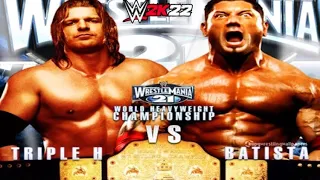 WWE 2K22 Triple h vs Batista World Heavyweight Championship Match Wrestlemania 21 PS4