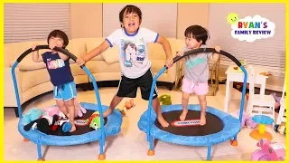 Kids Playing on Toddler Trampoline for the first time!!!