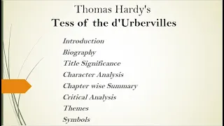 Tess of the d'Urbervilles Novel by Thomas Hardy Biography, Summary, Critical Analysis Part 1 in Urdu