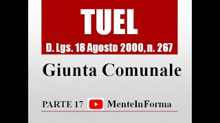 Giunta Comunale - Testo unico enti locali (TUEL - D.Lgs. 267/2000) - Parte 17