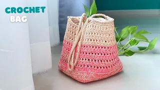 🧶Amazing DIY Crochet Bag | Crochet Bucket Tote Bag with Double Yarn 2 colors | ViVi Berry Crochet