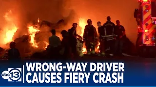 Wrong-way driver causes Southwest Freeway fiery crash
