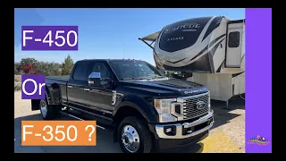 FORD F450 Pickup vs F350 Specs | Full-Time RVers review 2021 | Ford F-450 compared to the 2020 F-350