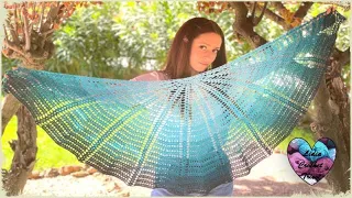 Châle demi lune!!! Crochet Facile "Lidia Crochet Tricot" #crochet #tutocrochet #вязаниекрючком