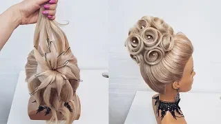 Beautiful hairstyles step by step.Wedding hairstyle.Rose