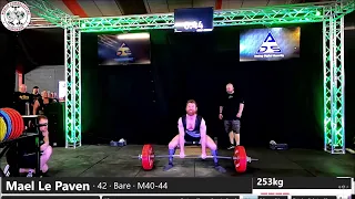 Mael Le Paven 2023 powerlifting World Record – deadlift 253 kg (M1 -82,5kg)