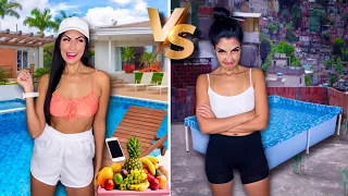 RICO VS POBRE NA PISCINA Bruna vs jaciara