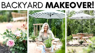 BACKYARD MAKEOVER ON A BUDGET || DIY PEA GRAVEL PATIO || DREAM ROSE GARDEN || PATIO DECORATING IDEAS