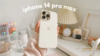 iphone 14 pro max gold unboxing ✨ | cute apple accessories haul + ios 16 set up + customization ♡