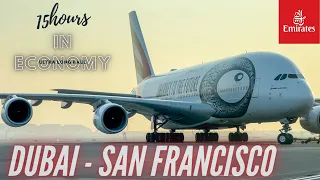 15 hours in Economy! | Dubai - San Francisco  | Emirates Economy Class | Airbus A380 | Trip Report