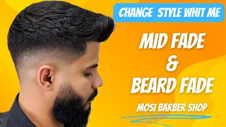 barber shop /men's haircut / mid fade and beard fade  🎩✂️