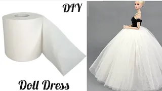 How to make Barbie Doll Dress/DIY Barbie Dresses with Tissue paper making easy in a minute/crafts