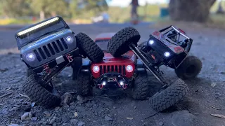 Axial Capra 4WS and SCX10 iii Climb Tough Canyon!