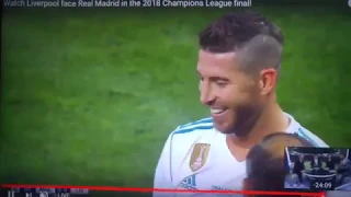 Sergio Ramos laughs after Mo Salah's Injury