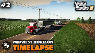 FS19 Midwest Horizon Timelapse #2 Hauling Soybeans, Making Hay & Spraying Weeds