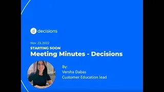 Decisions Meeting Minutes & Meeting Book Webinar