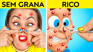 DISPOSITIVOS FANTÁSTICO DE RICO VS SEM GRANA || Como Fazer Fidget Toys | Barato VS Caro, Por 123 GO!